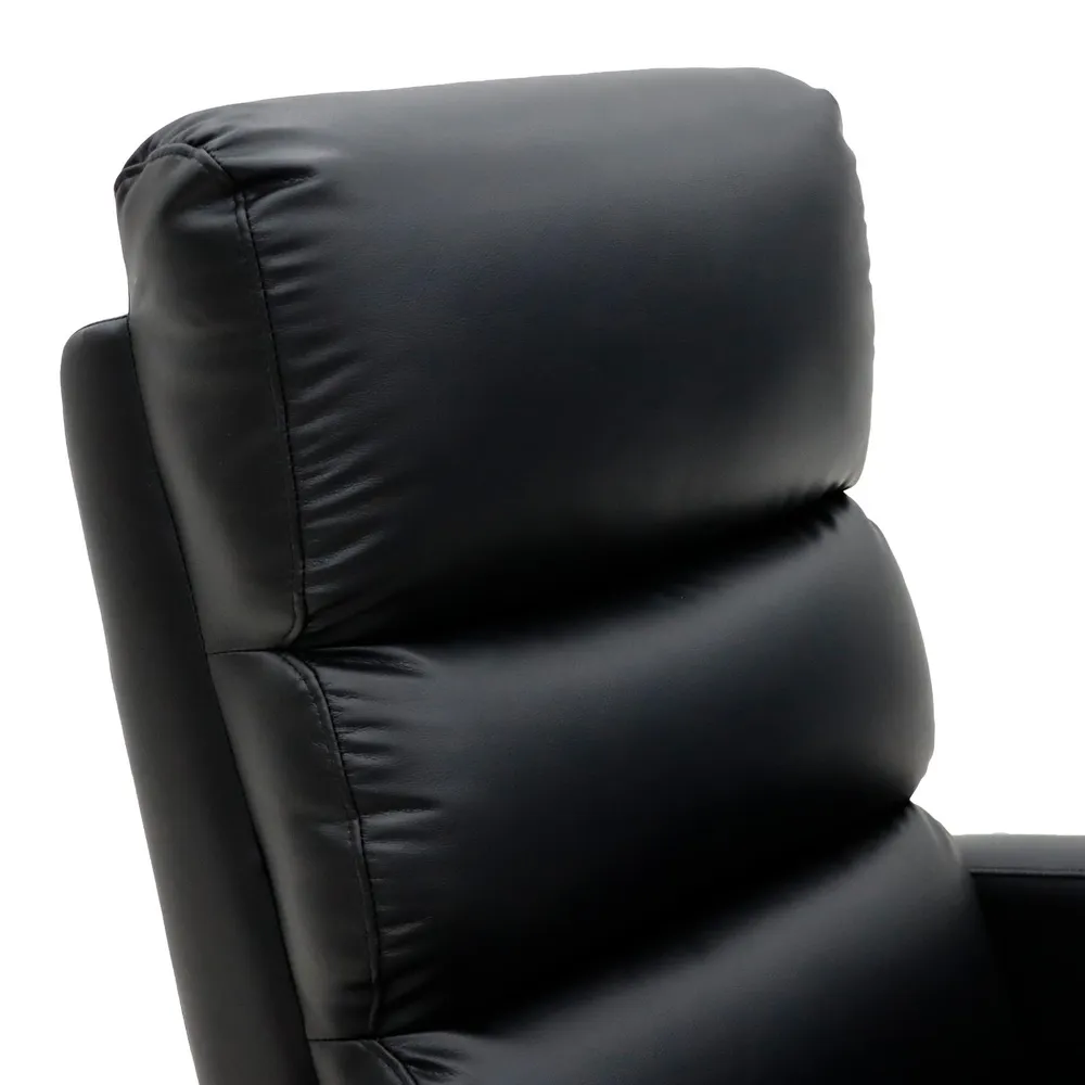 Tetiera capitonată a fotoliului recliner, din piele ecologică impermeabilă