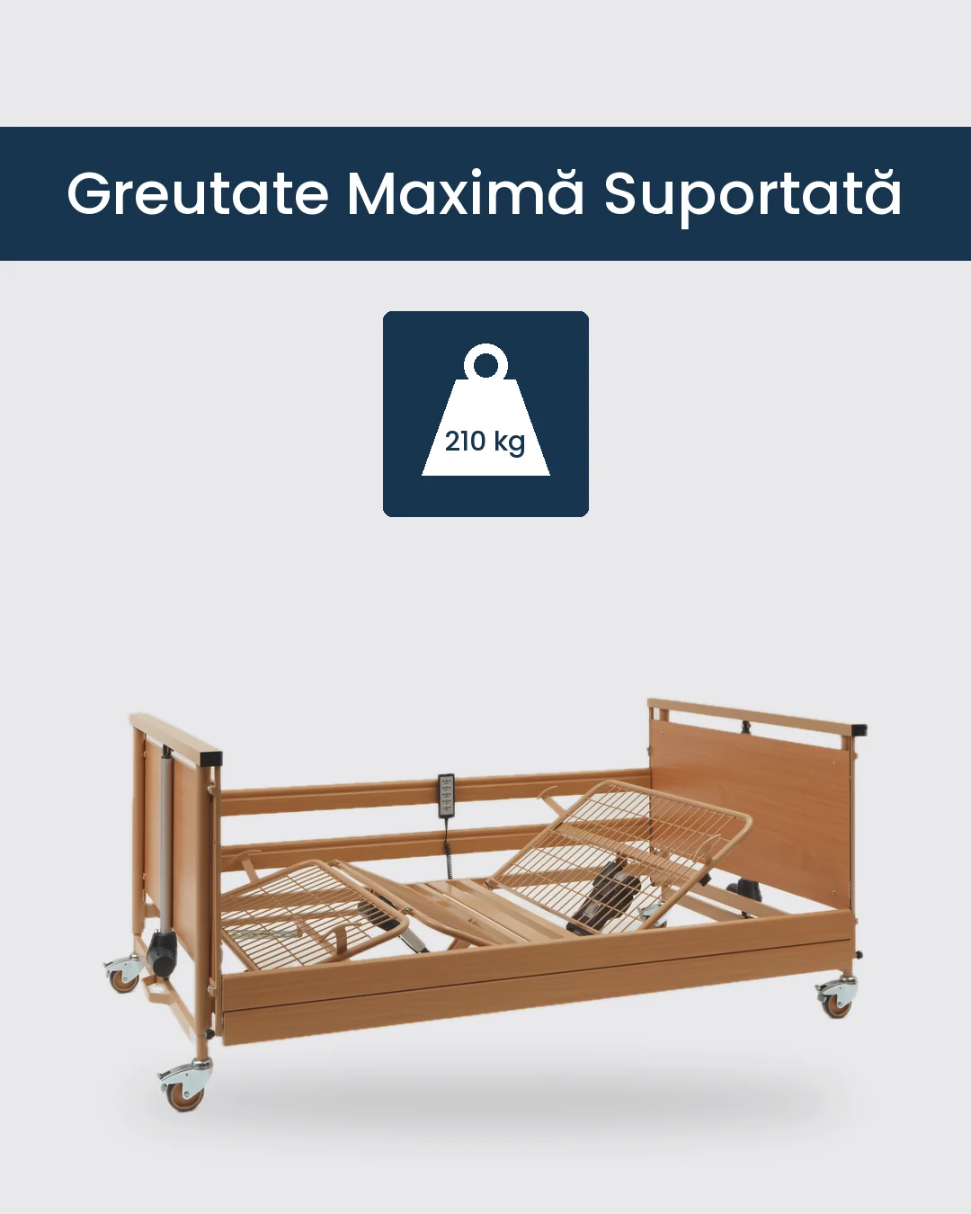Greutatea maximă suportată de patul bariatric: 210 kg